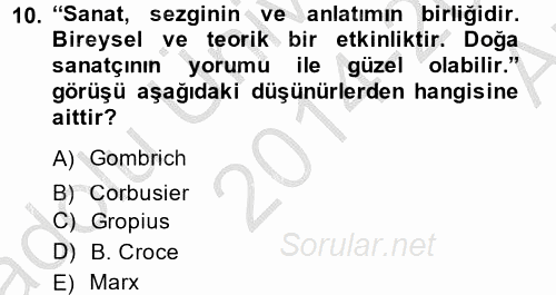 Görsel Kültür 2014 - 2015 Ara Sınavı 10.Soru