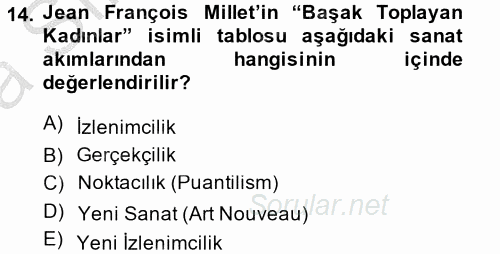Görsel Kültür 2014 - 2015 Ara Sınavı 14.Soru