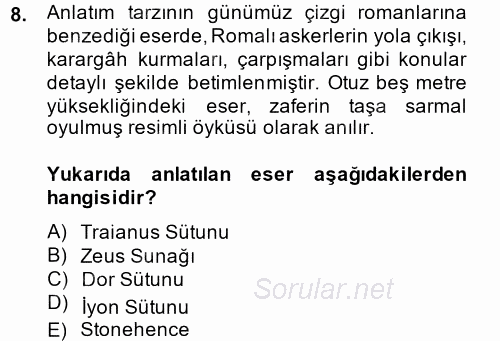 Görsel Kültür 2014 - 2015 Ara Sınavı 8.Soru