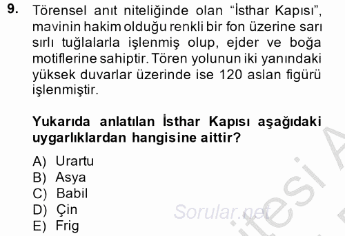Görsel Kültür 2014 - 2015 Ara Sınavı 9.Soru