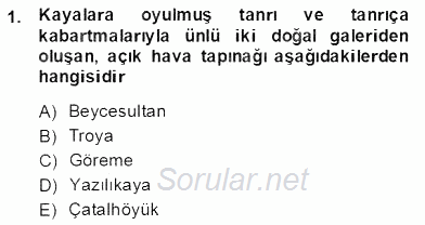 Türkiye´nin Kültürel Mirası 2 2013 - 2014 Dönem Sonu Sınavı 1.Soru