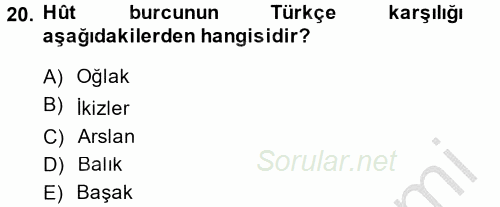 Eski Türk Edebiyatına Giriş: Söz Sanatları 2014 - 2015 Dönem Sonu Sınavı 20.Soru