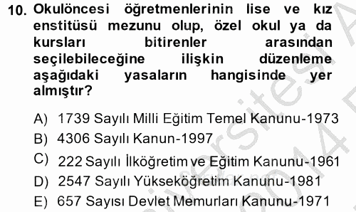 Türk Eğitim Tarihi 2013 - 2014 Ara Sınavı 10.Soru
