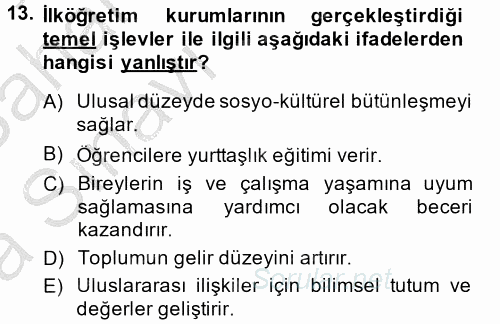 Türk Eğitim Tarihi 2013 - 2014 Ara Sınavı 13.Soru