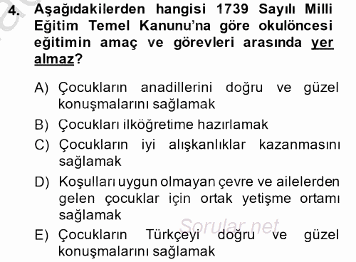 Türk Eğitim Tarihi 2013 - 2014 Ara Sınavı 4.Soru