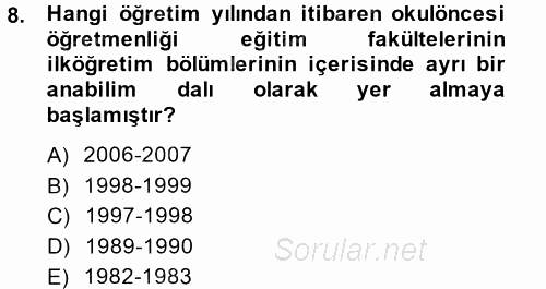Türk Eğitim Tarihi 2013 - 2014 Ara Sınavı 8.Soru
