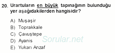 Türkiye´nin Kültürel Mirası 1 2013 - 2014 Dönem Sonu Sınavı 20.Soru