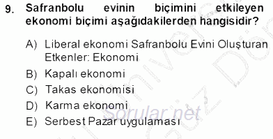 Türkiye´nin Kültürel Mirası 1 2013 - 2014 Dönem Sonu Sınavı 9.Soru