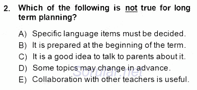 Çocuklara Yabancı Dil Öğretimi 2 2014 - 2015 Dönem Sonu Sınavı 2.Soru