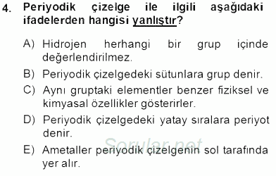 Genel Kimya 1 2014 - 2015 Ara Sınavı 4.Soru