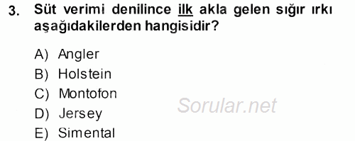 Temel Zootekni 2013 - 2014 Dönem Sonu Sınavı 3.Soru