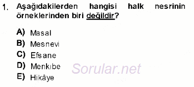 Cumhuriyet Dönemi Türk Nesri 2013 - 2014 Dönem Sonu Sınavı 1.Soru