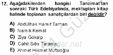 Cumhuriyet Dönemi Türk Nesri 2013 - 2014 Dönem Sonu Sınavı 17.Soru