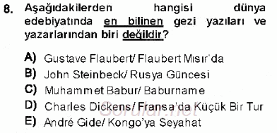 Cumhuriyet Dönemi Türk Nesri 2013 - 2014 Dönem Sonu Sınavı 8.Soru