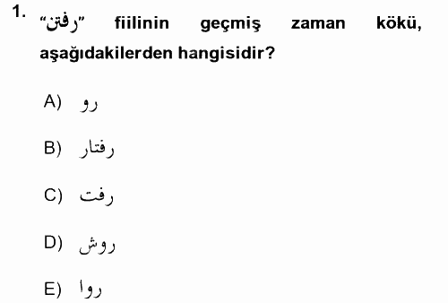 Osmanlı Türkçesi Grameri 2 2016 - 2017 Ara Sınavı 1.Soru