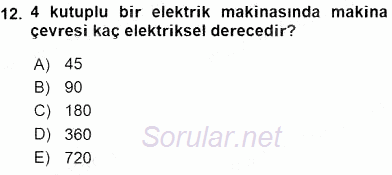 Elektrik Makinaları 2016 - 2017 Ara Sınavı 12.Soru