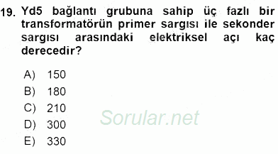Elektrik Makinaları 2016 - 2017 Ara Sınavı 19.Soru