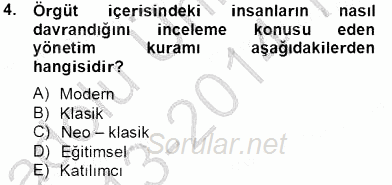 Türk Eğitim Sistemi Ve Okul Yönetimi 2013 - 2014 Tek Ders Sınavı 4.Soru