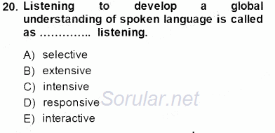 Yabancı Dil Öğretiminde Ölçme Ve Değerlendirme 2 2014 - 2015 Dönem Sonu Sınavı 20.Soru