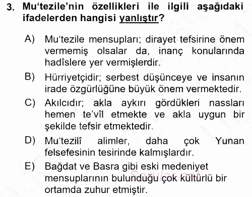 Kelam'A Giriş 2016 - 2017 3 Ders Sınavı 3.Soru