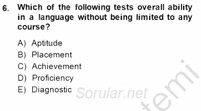 Yabancı Dil Öğretiminde Ölçme Ve Değerlendirme 1 2014 - 2015 Ara Sınavı 6.Soru