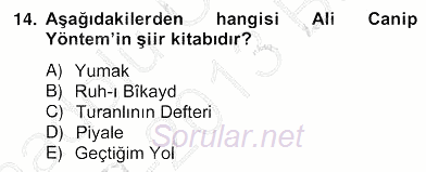 II. Meşrutiyet Dönemi Türk Edebiyatı 2012 - 2013 Ara Sınavı 14.Soru