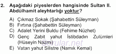 II. Meşrutiyet Dönemi Türk Edebiyatı 2012 - 2013 Ara Sınavı 2.Soru
