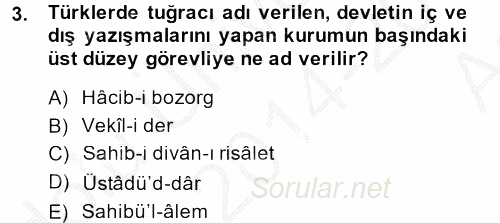 Büyük Selçuklu Tarihi 2014 - 2015 Ara Sınavı 3.Soru