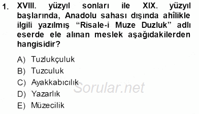 XVI-XIX. Yüzyıllar Türk Dili 2014 - 2015 Dönem Sonu Sınavı 1.Soru