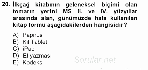 Görsel Kültür 2012 - 2013 Dönem Sonu Sınavı 20.Soru