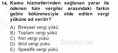 Türkiye Ekonomisi 2012 - 2013 Ara Sınavı 14.Soru