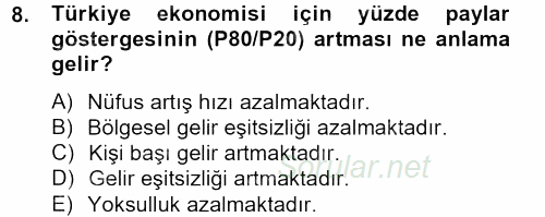 Türkiye Ekonomisi 2012 - 2013 Ara Sınavı 8.Soru