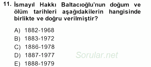 Türk Sosyologları 2014 - 2015 Ara Sınavı 11.Soru