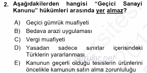 Atatürk İlkeleri Ve İnkılap Tarihi 1 2016 - 2017 3 Ders Sınavı 2.Soru