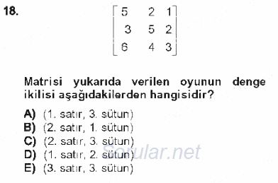 Matematik 2 2012 - 2013 Tek Ders Sınavı 18.Soru