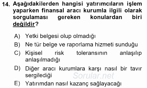 Portföy Yönetimi 2015 - 2016 Ara Sınavı 14.Soru