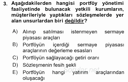 Portföy Yönetimi 2015 - 2016 Ara Sınavı 3.Soru
