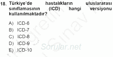 Tıbbi Terminoloji 2013 - 2014 Dönem Sonu Sınavı 18.Soru