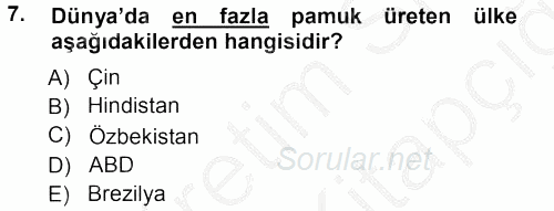 Tarla Bitkileri 2 2012 - 2013 Ara Sınavı 7.Soru