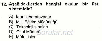 Türk Eğitim Sistemi Ve Okul Yönetimi 2012 - 2013 Ara Sınavı 12.Soru