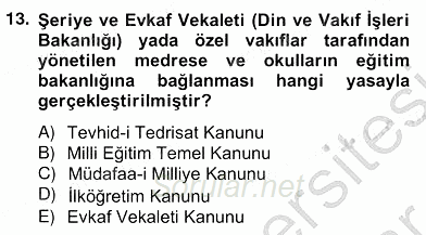 Türk Eğitim Sistemi Ve Okul Yönetimi 2012 - 2013 Ara Sınavı 13.Soru