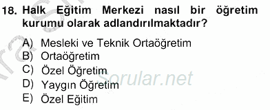 Türk Eğitim Sistemi Ve Okul Yönetimi 2012 - 2013 Ara Sınavı 18.Soru
