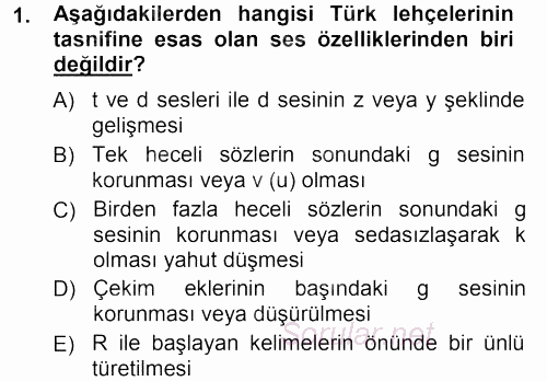 Çağdaş Türk Yazı Dilleri 1 2012 - 2013 Ara Sınavı 1.Soru