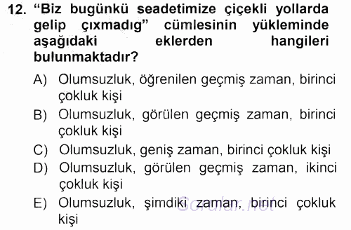 Çağdaş Türk Yazı Dilleri 1 2012 - 2013 Ara Sınavı 12.Soru