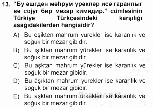 Çağdaş Türk Yazı Dilleri 1 2012 - 2013 Ara Sınavı 13.Soru
