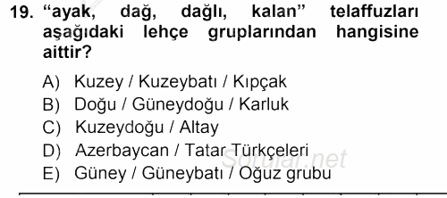 Çağdaş Türk Yazı Dilleri 1 2012 - 2013 Ara Sınavı 19.Soru