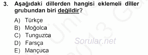Çağdaş Türk Yazı Dilleri 1 2012 - 2013 Ara Sınavı 3.Soru