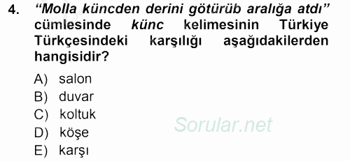 Çağdaş Türk Yazı Dilleri 1 2012 - 2013 Ara Sınavı 4.Soru