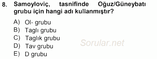 Çağdaş Türk Yazı Dilleri 1 2012 - 2013 Ara Sınavı 8.Soru