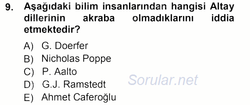 Çağdaş Türk Yazı Dilleri 1 2012 - 2013 Ara Sınavı 9.Soru